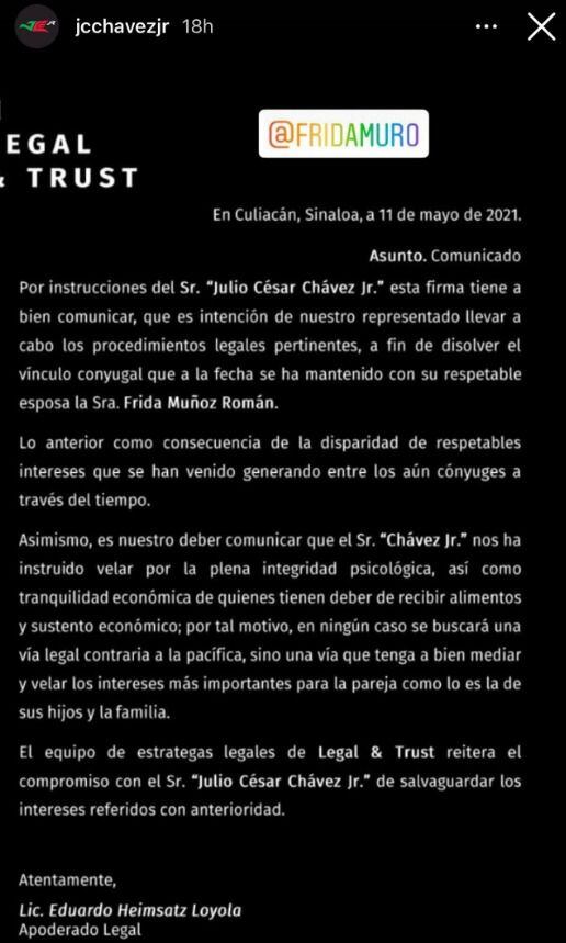 Historia de Julio César Chávez Jr. en Instagram. (Foto: Captura de pantalla)