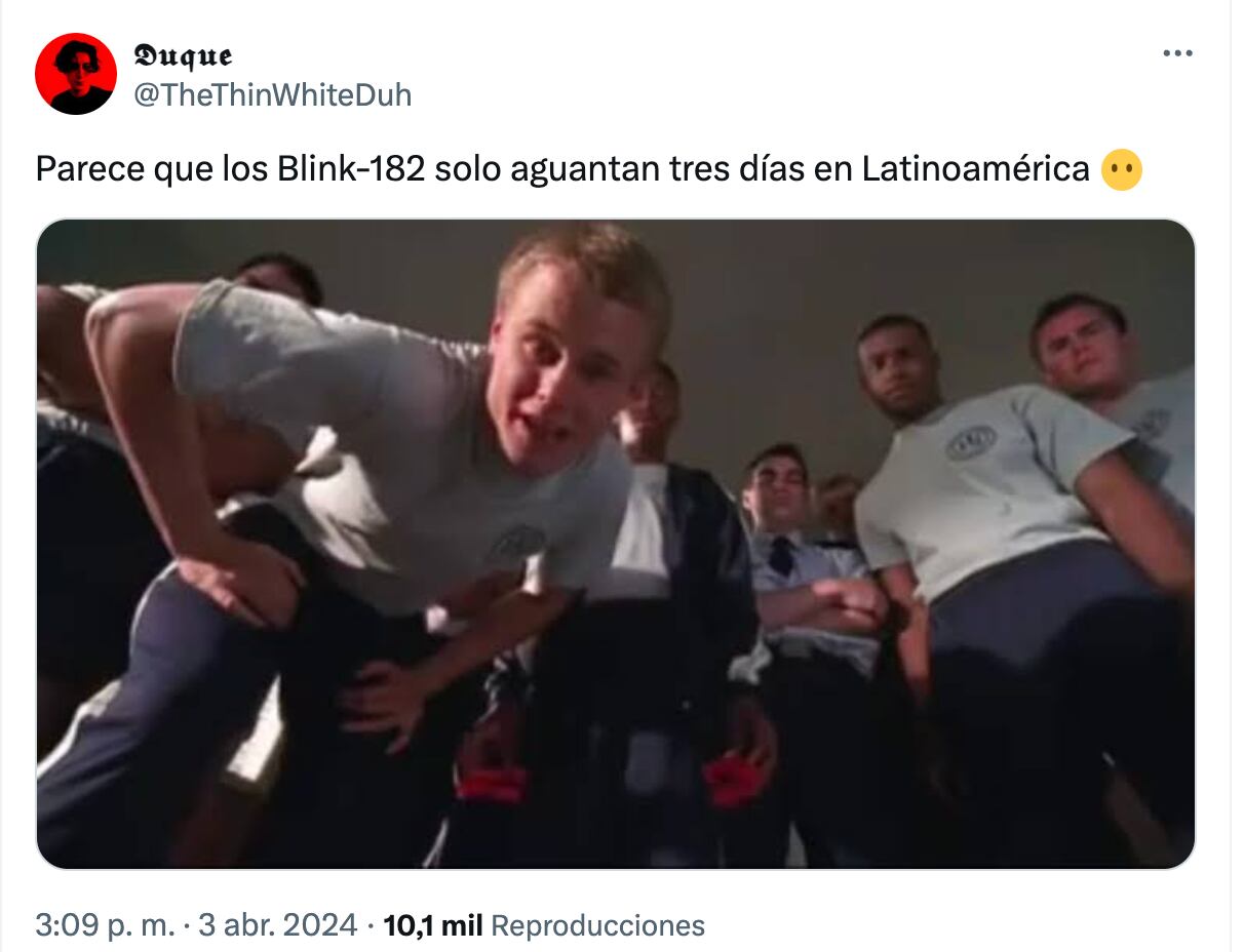 Blink-182 canceló sus últimos conciertos en la Ciudad de México en el Palacio de los Deportes. (Foto: x @TheThinWhiteDuh) 