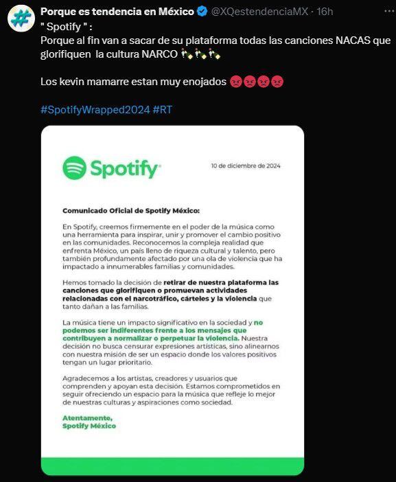 En México se volvió tendencia un comunicado falso de Spotify México.