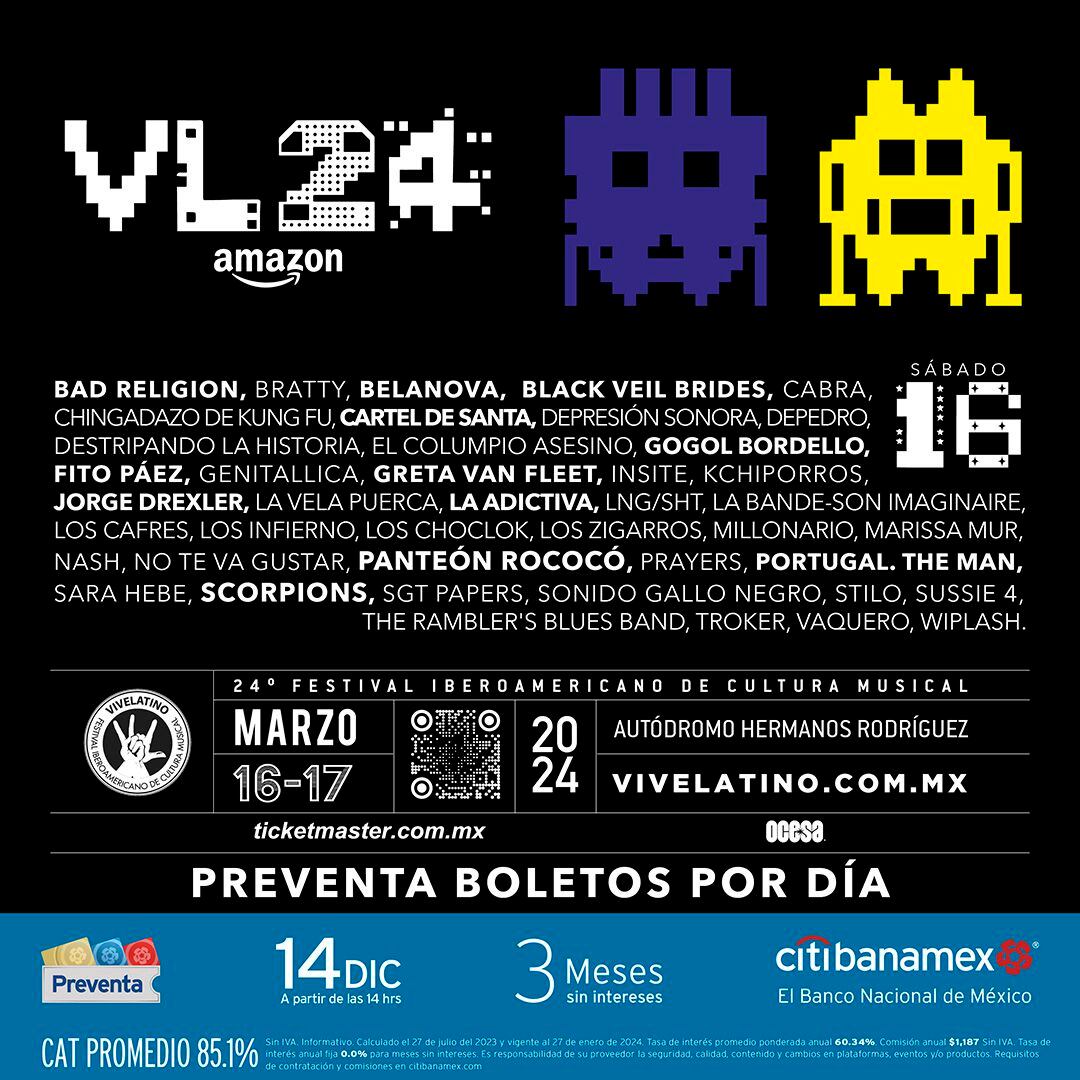 Cartel del Vive Latino 2024 para el 16 de marzo. (Foto: Ocesa)