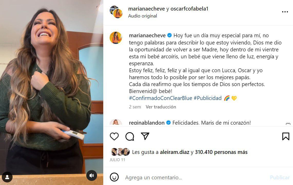 Mariana Echeverría había compartido la noticia de su embarazo hace unos días.