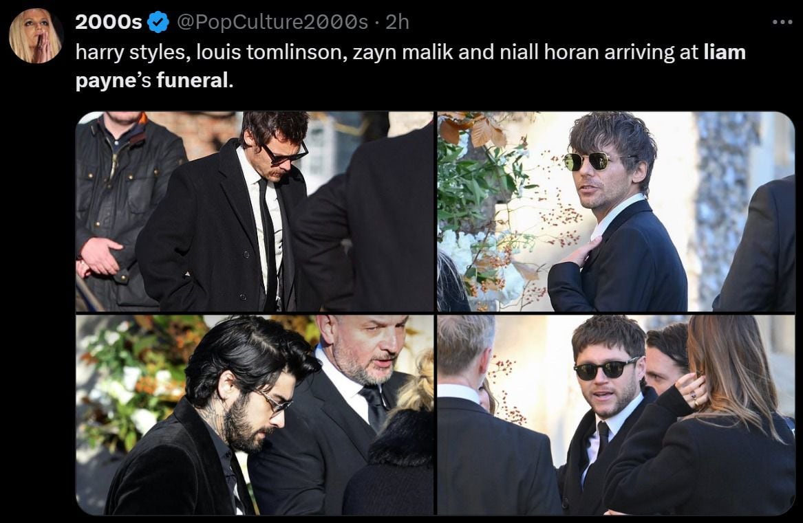 Los integrantes de One Direction acudieron al funeral de Liam Payne este miércoles. (Foto: Captura de pantalla)