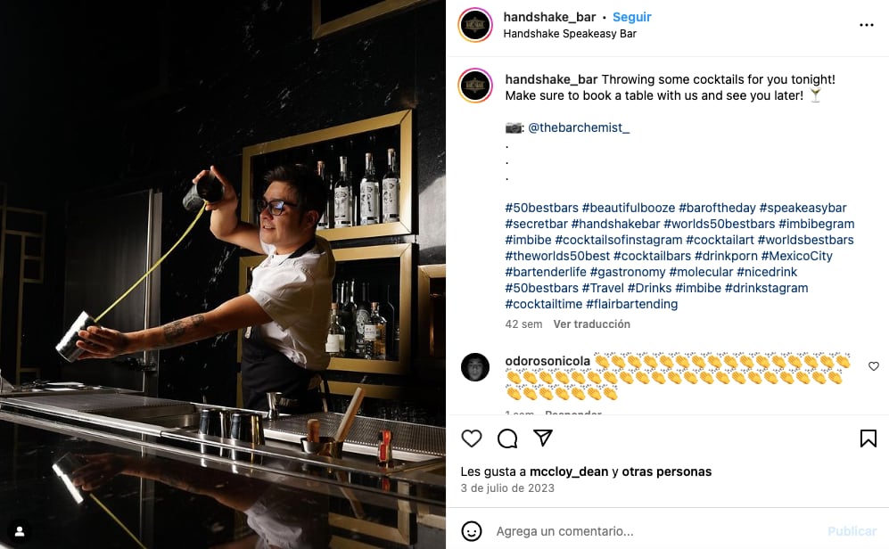 El bar 'Handshake speakeasy', ubicado en Ciudad de México, está entre los mejores del mundo. (Foto: Instagram / @handshake_bar).