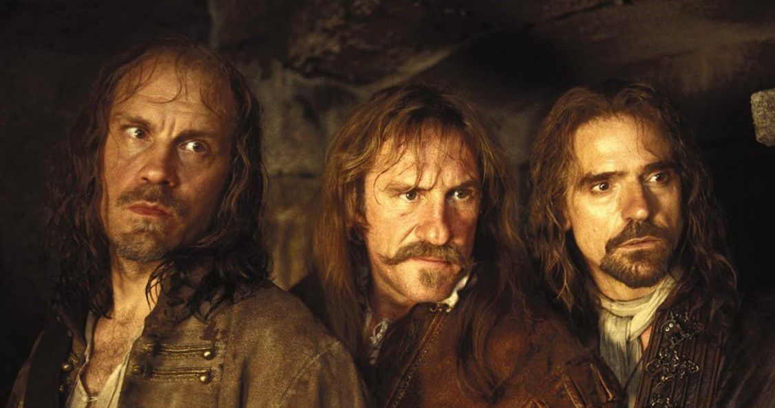Gérard Depardieu, Jeremy Irons y John Malkovich en 'El hombre de la máscara de hierro' (1998). (Foto: IMDb).