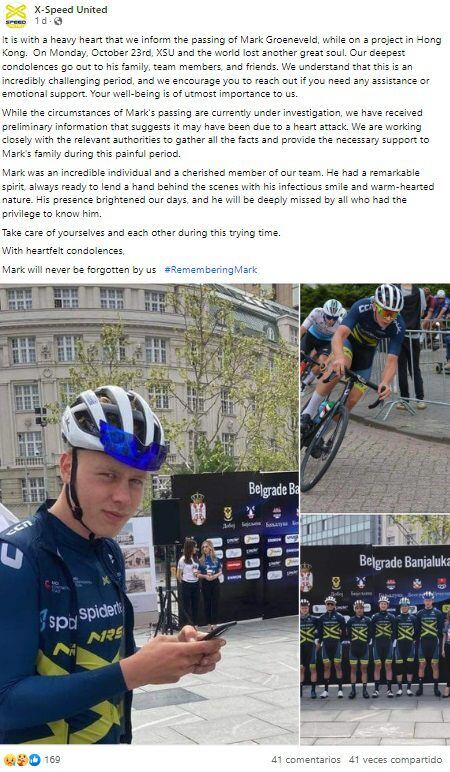 El ciclista Mark Groeneveld falleció a los 20 años. (Foto: Facebook X-Speed United)