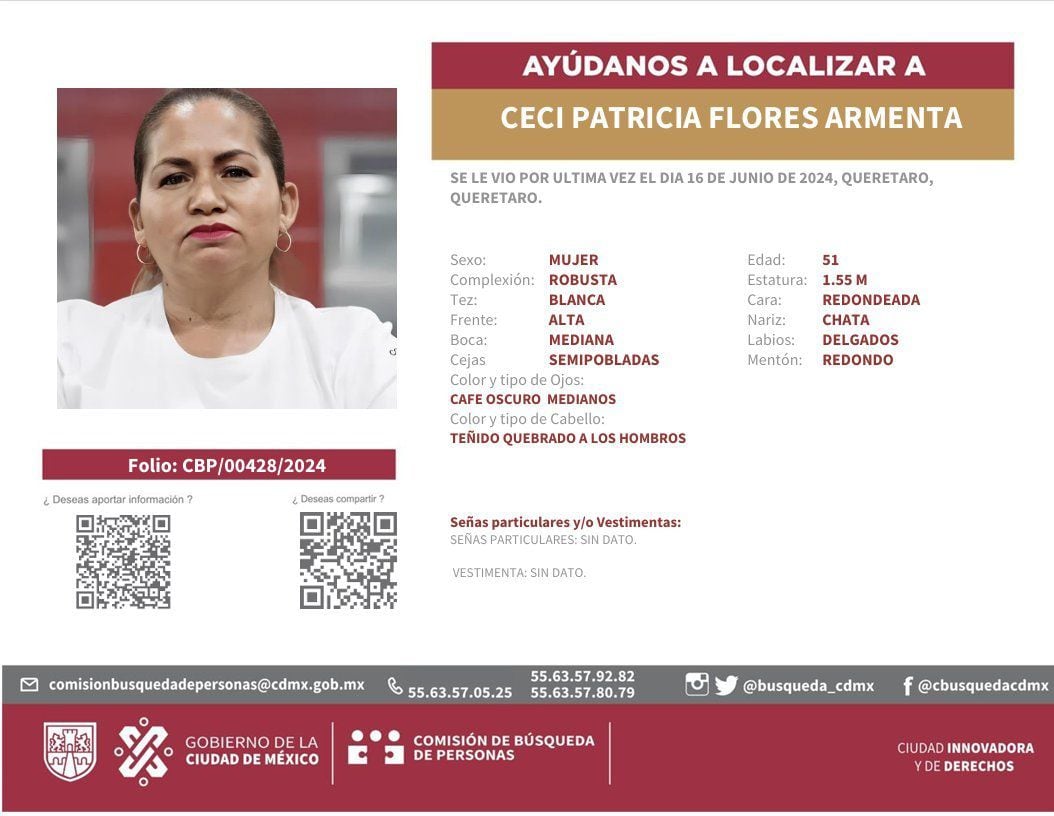 Ceci Patricia Flores ha sido reportada como desaparecida; madres buscadoras urgen a las autoridades para que la busquen.