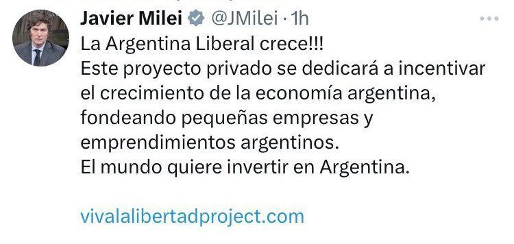 Javier Milei publicó un tuit apoyando LIBRA, no obstante, más tarde lo borró. (Foto: Captura de pantalla)