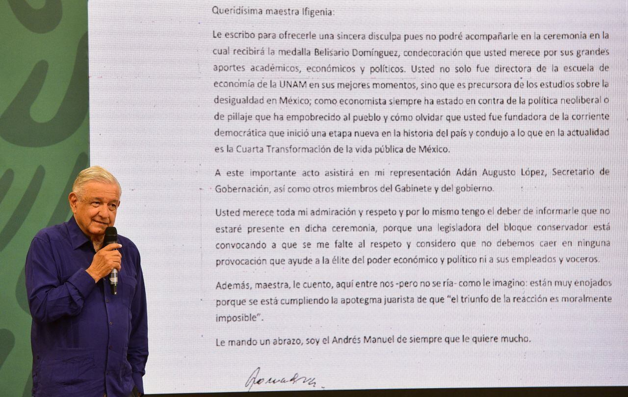 Medalla Belisario Domínguez: López Obrador no irá a entrega del galardón
