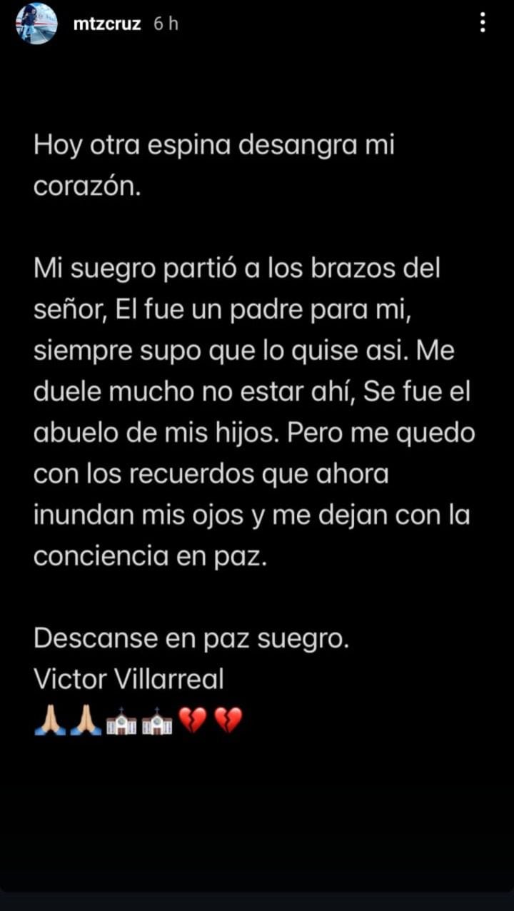 Cruz Martínez dedicó un mensaje a Víctor Villarreal. (Foto: Captura de pantalla)