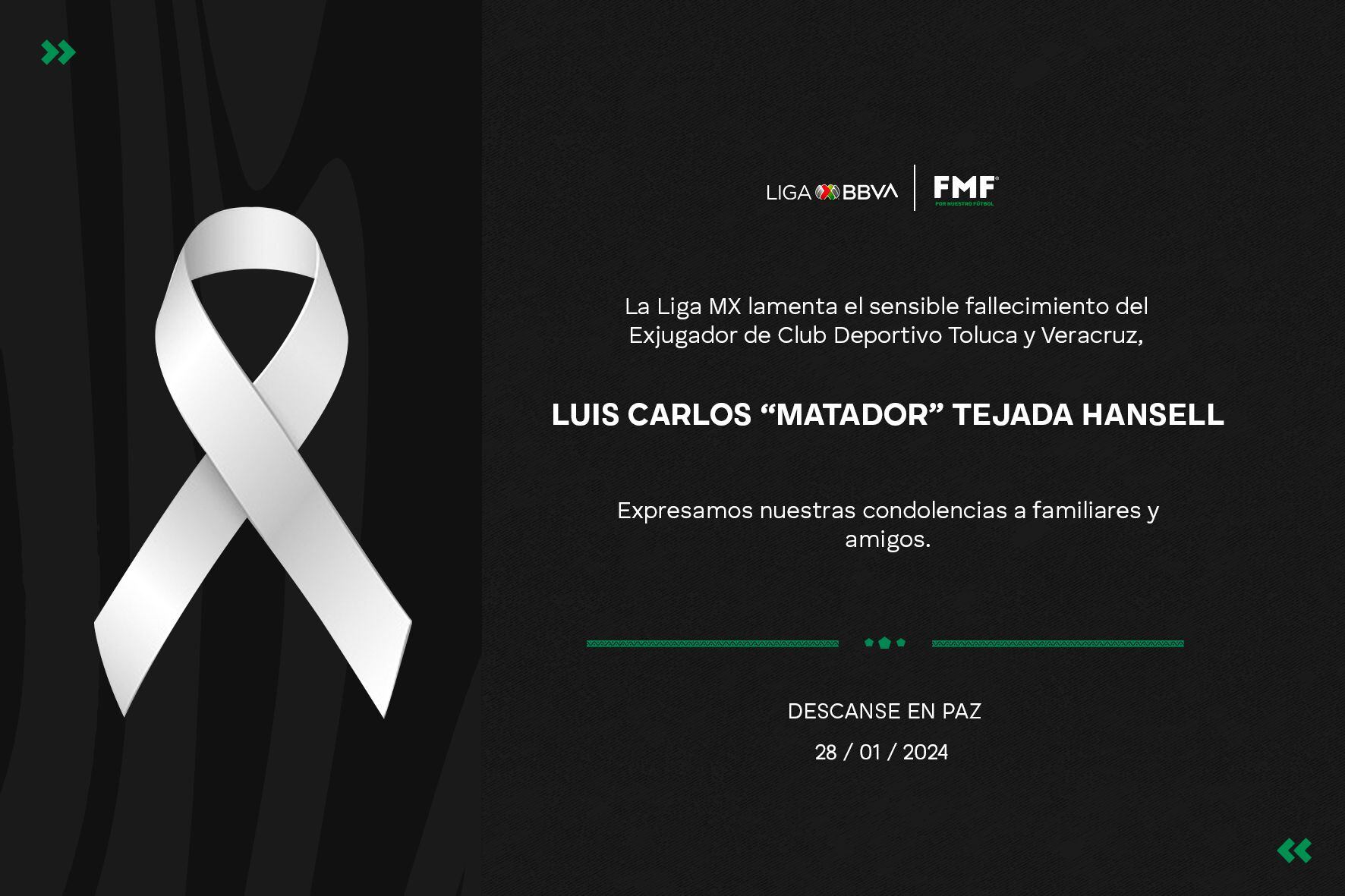 La Liga MX lamentó la muerte de Luis Tejada (Foto: X @LigaBBVAMX).
