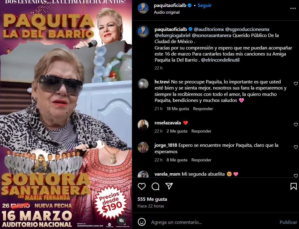 Video de Paquita la del Barrio en Instagram. (Foto: Captura de pantalla)