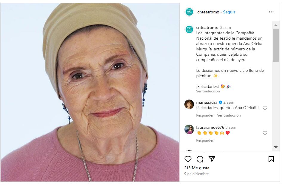 Ana Ofelia Murguía acababa de cumplir 90 años.