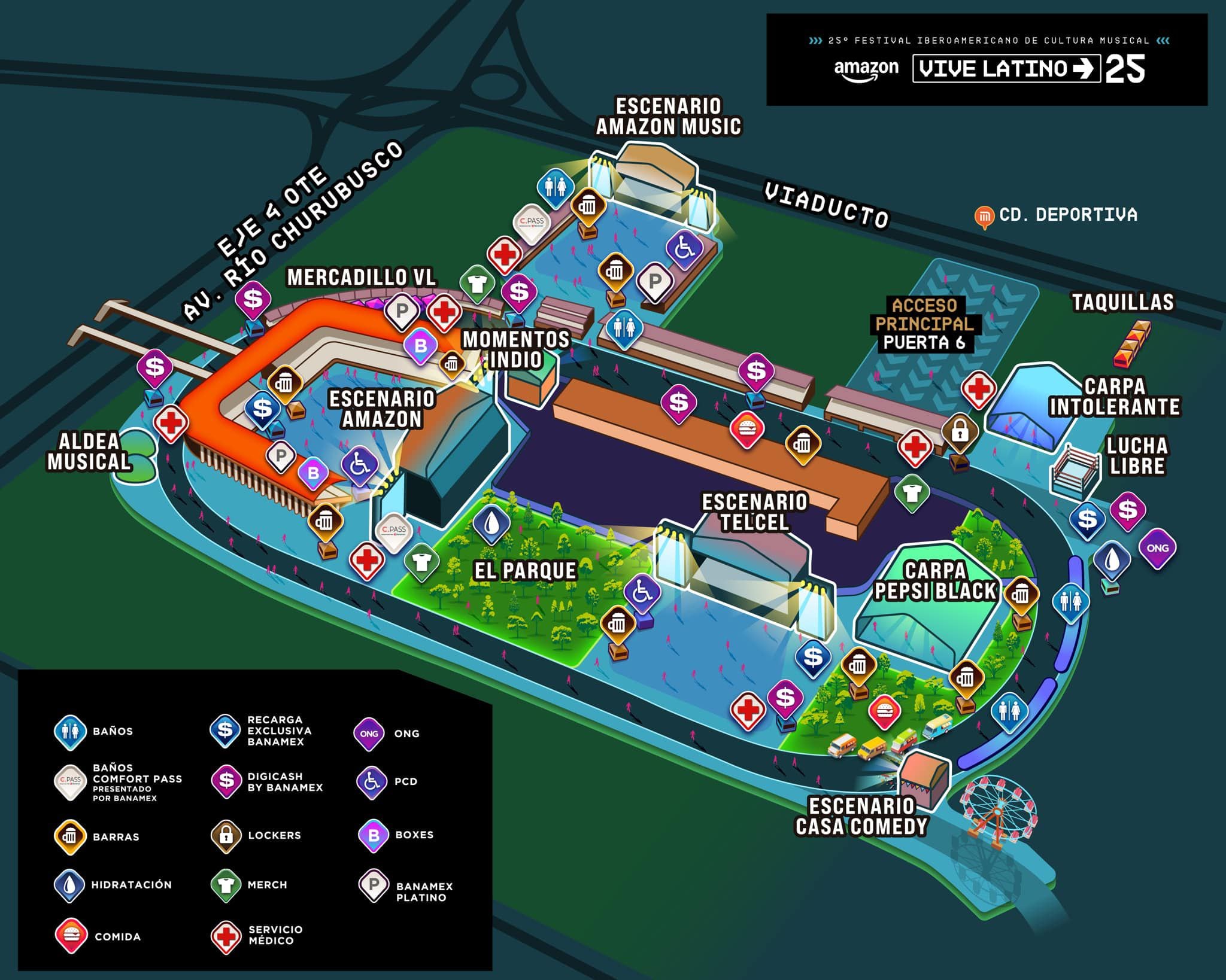 Así es como quedó el mapa del Vive Latino. (Foto: Facebook/ Vive Latino)