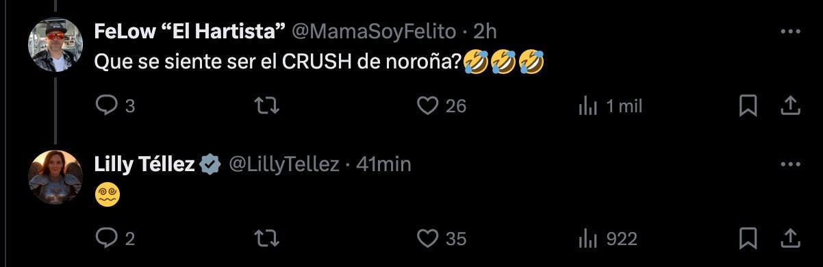 Lilly Téllez respondió a los comentarios que la 'emparejaban' con Noroña.