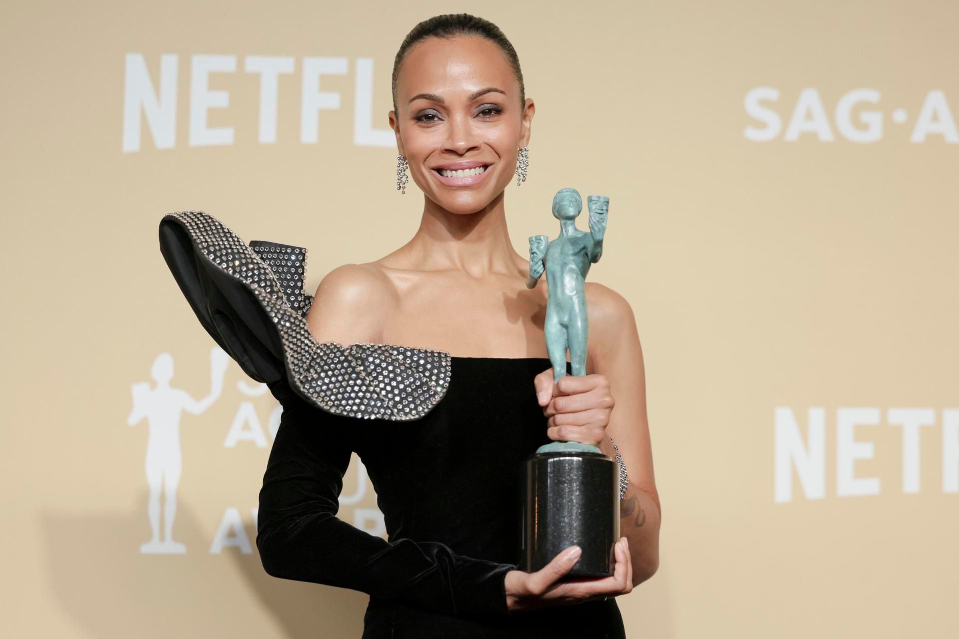 Zoe Saldaña ganó el premio SAG a Mejor actriz de reparto por 'Emilia Pérez'. (Foto: EFE)