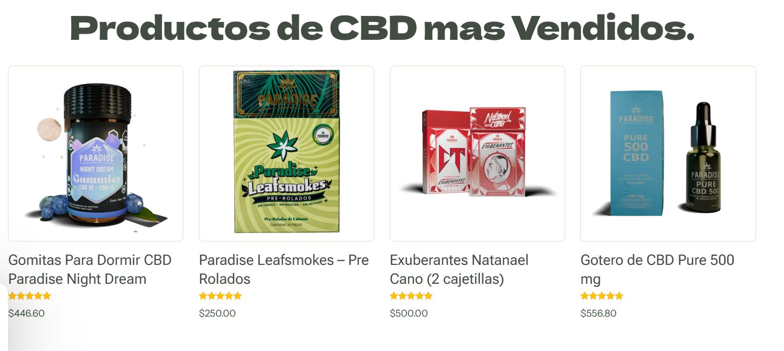 Paradise vende CBD en diversos productos para consumo y cuidado de la piel. (Foto: Paradise).