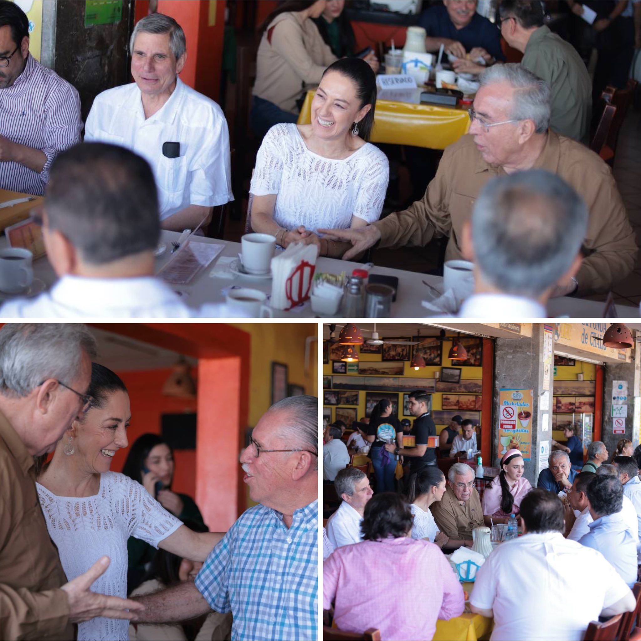 Claudia Sheinbaum en la Fonda de Chalio, especializado en mariscos. (Foto: Twitter @Claudiashein).