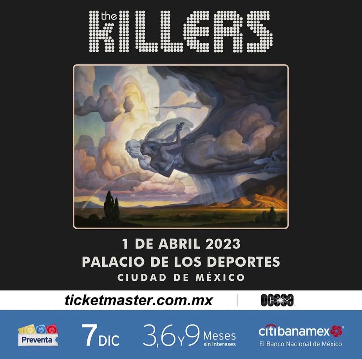 The Killers se presentarán en el escenario del Palacio de los Deportes para su concierto en la CDMX. (Foto: Instagram / ocesa)
