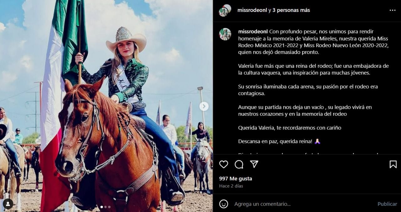 Publicación de la Federación Mexicana del Rodeo en Instagram. (Foto: Captura de pantalla)