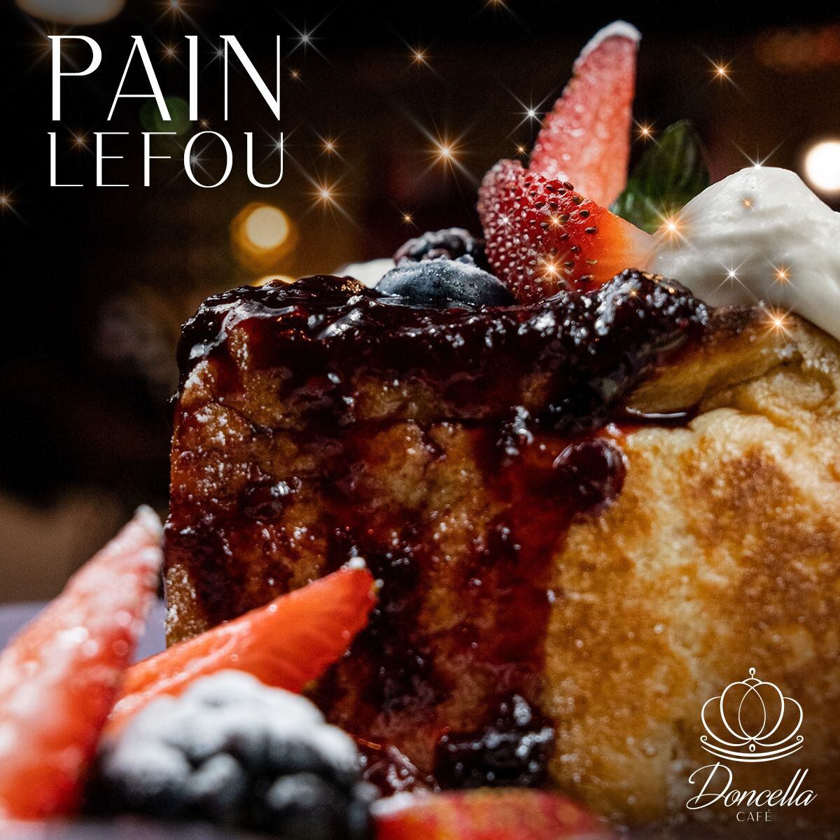 El Pain Lefou es un pan francés con crema inglesa, compota de frutos rojos y crema montada. (Foto: Facebook / Doncella Café).
