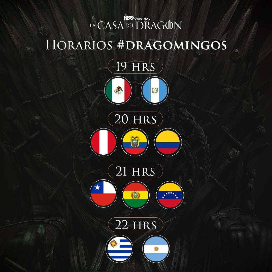 Horario del estreno de 'La Casa del Dragón'. (Foto: X / @StreamMaxLA).