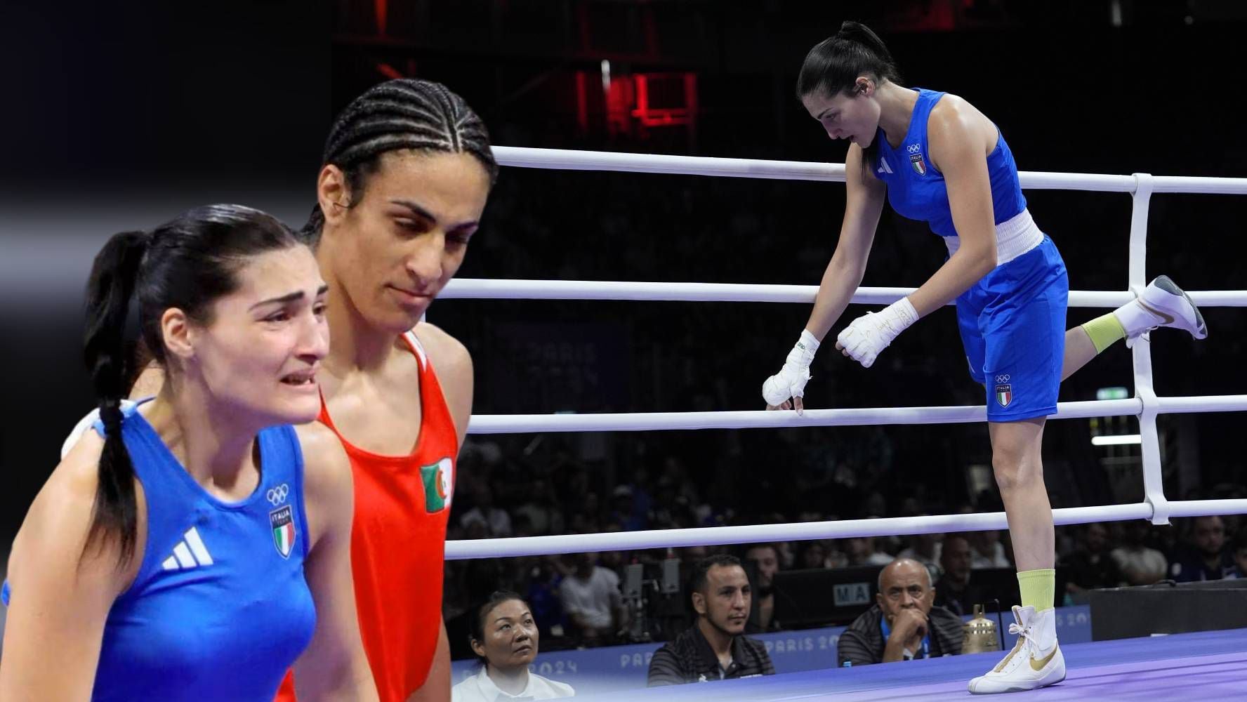 Angela Carini fue derrotada por Imane Khelif, y sus declaraciones tras la pelea generaron controversia. (Fotos: AP / EFE).