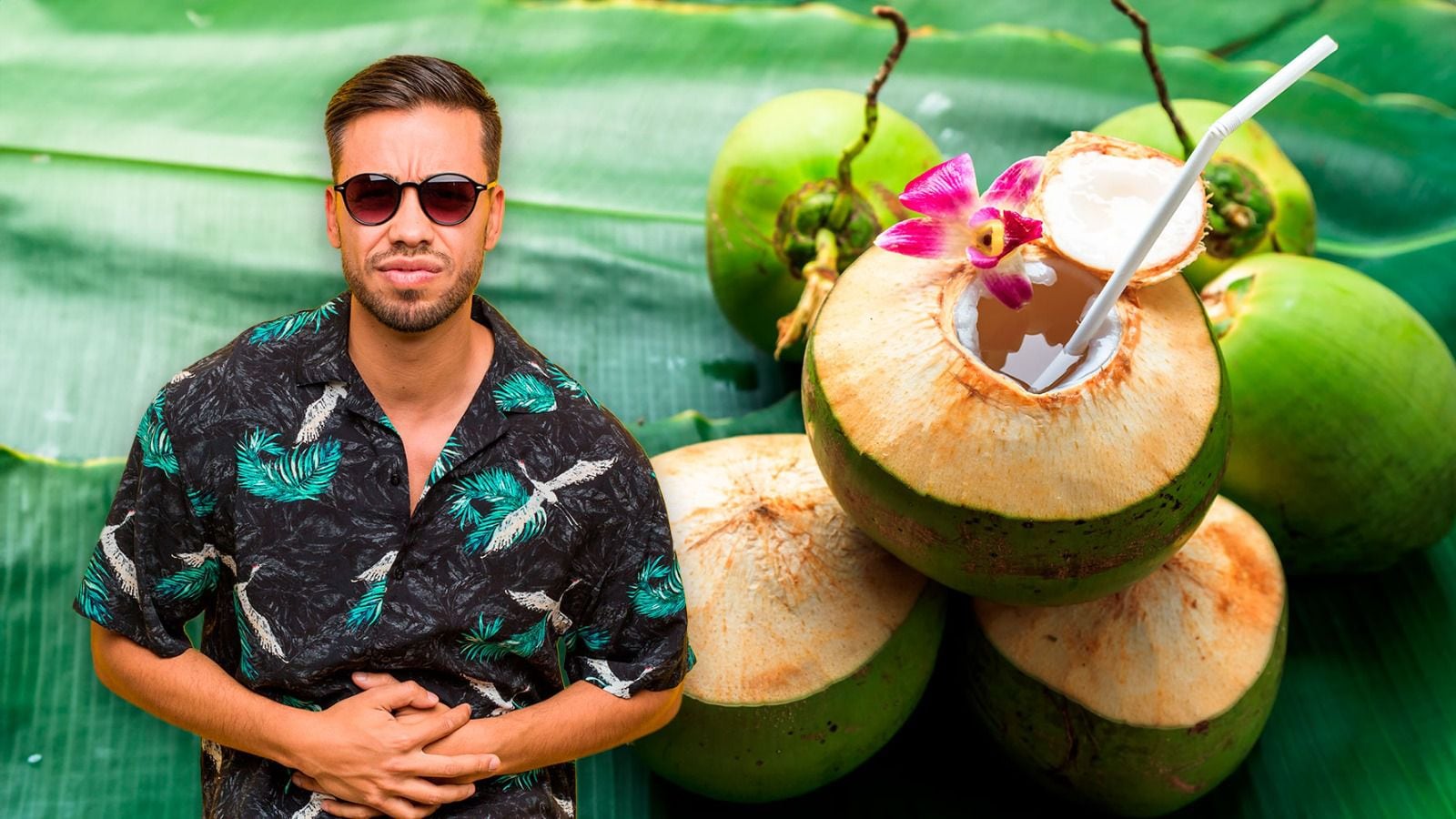El agua de coco tiene beneficios para el cuerpo, pero demasiada tiene efectos secundarios. (Fotoarte: El Financiero | Shutterstock).