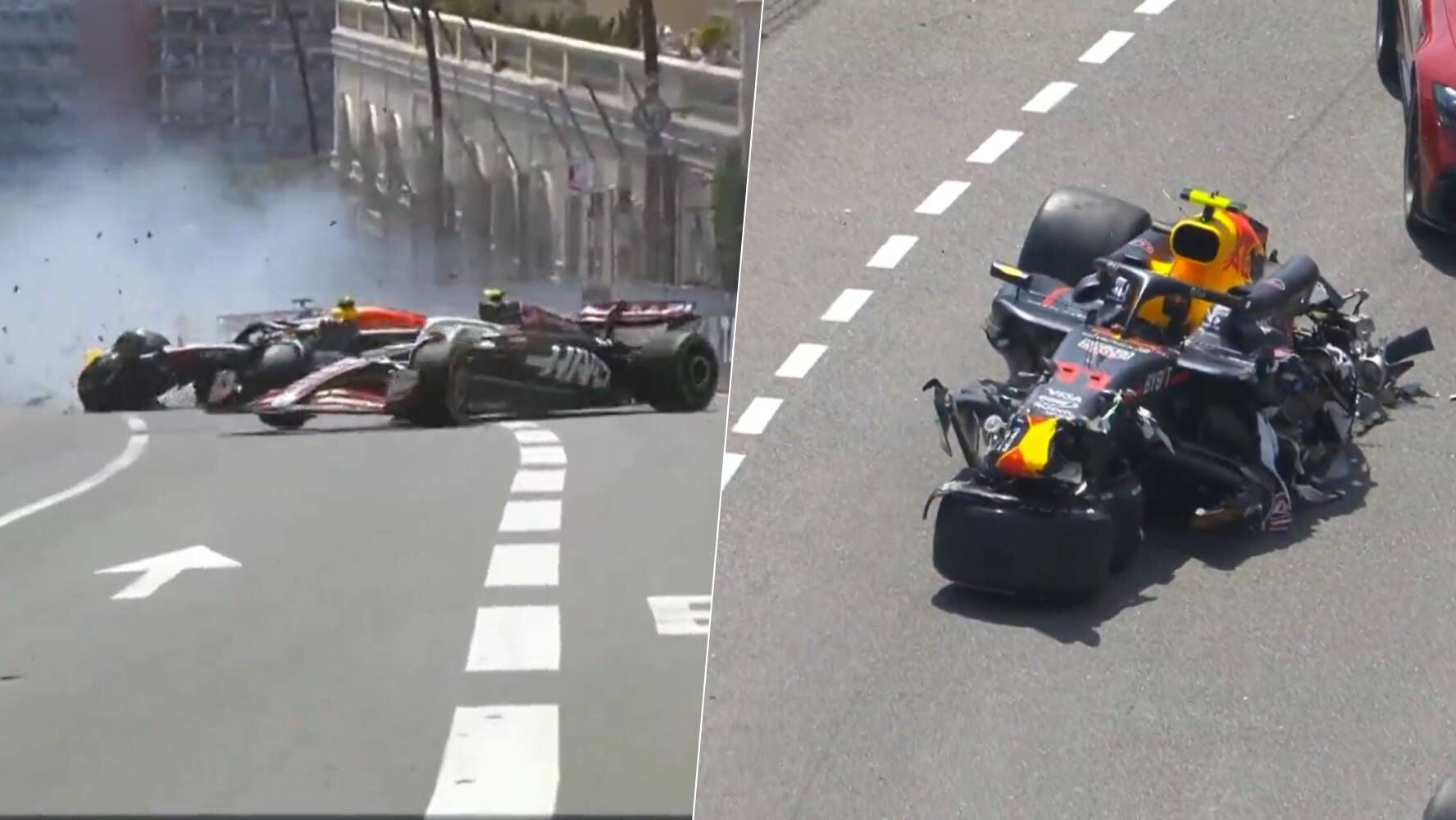 Checo Pérez tuvo un accidente en el Gran Premio de Mónaco 2024. (Fotos: @FOXSportsMX).