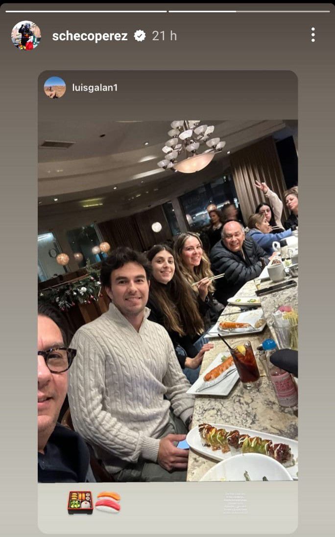 Sergio Pérez visitó un restaurante de sushi con su familia. (Foto: Instagram / @schecoperez).