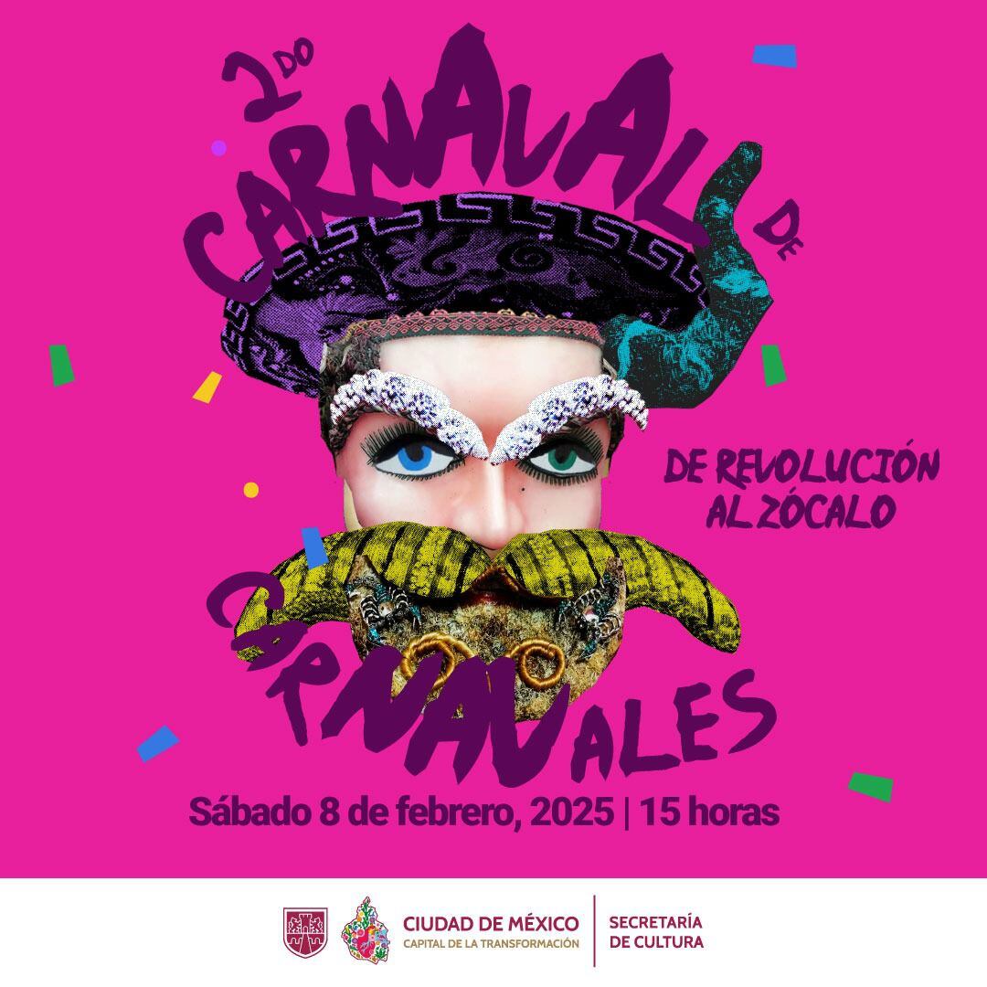 El desfile del Carnaval de Carnavales 2025 saldrá desde el Monumento a la Revolución hasta el Zócalo capitalino. 