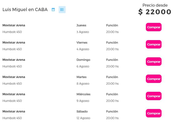 Luis Miguel agregó nuevas fechas tras agotar boletos en el Movistar Arena en Buenos Aires. (Foto: movistararena.com.ar)