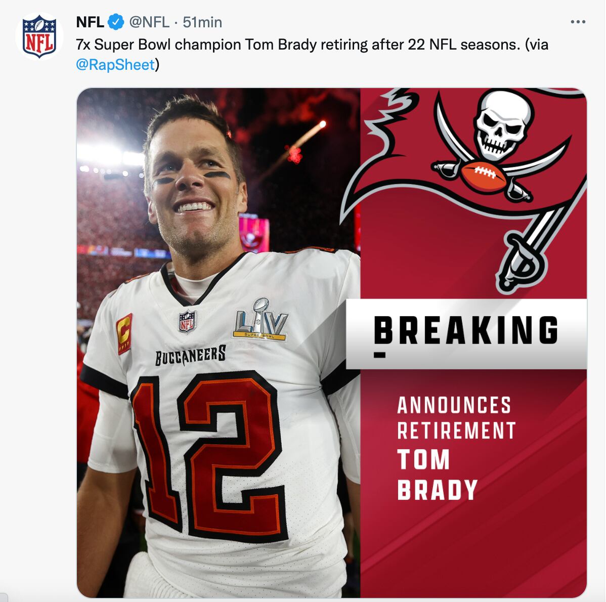 To Brady se retira de la NFL (Foto: Twitter @NFL)