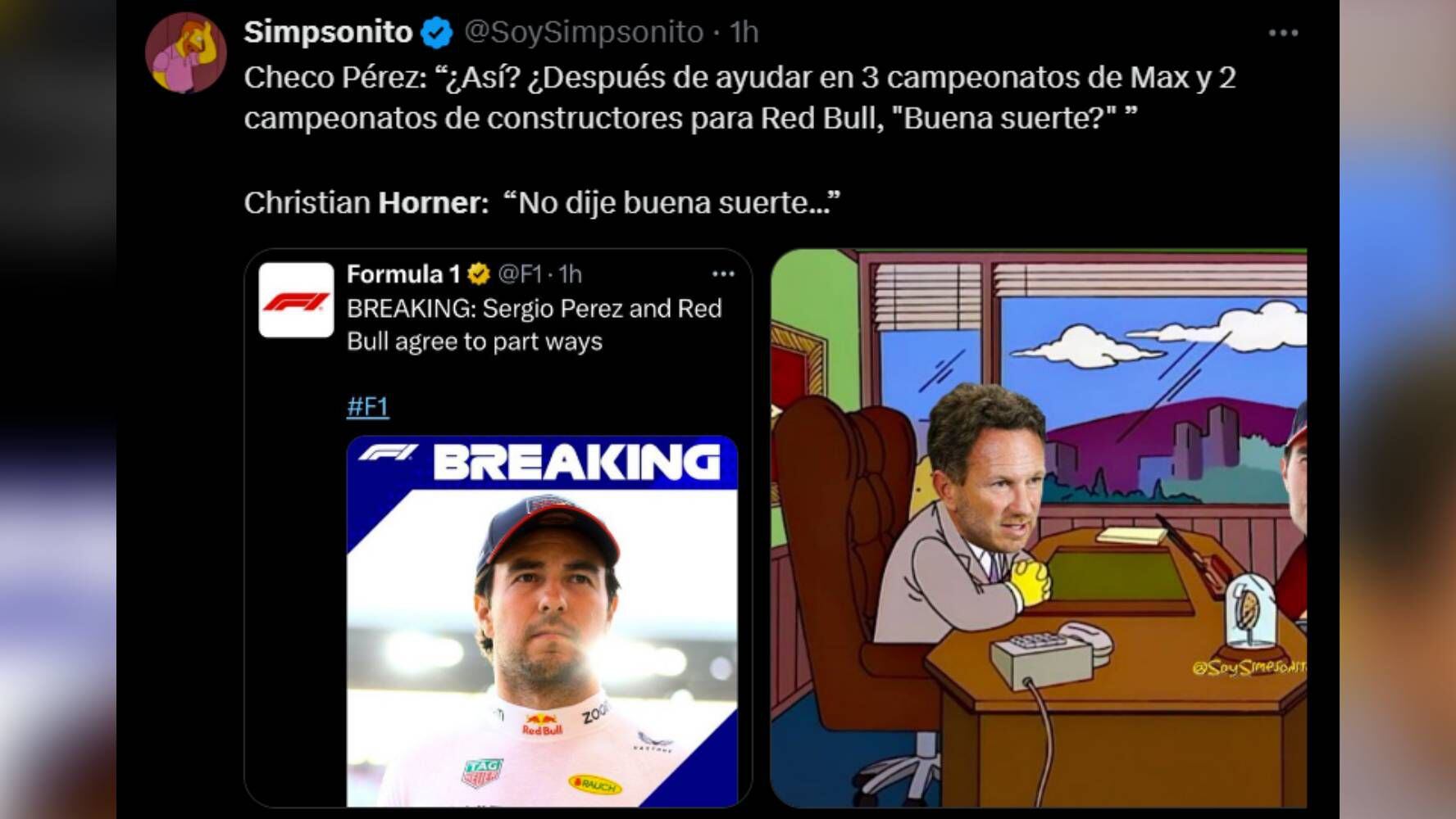 Memes de la salida de 'Checo' Pérez de Red Bull. (Foto: Especial).