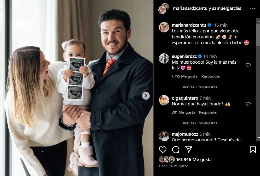 Publicación de Mariana Rodríguez y Samuel García en Instagram. (Foto: Captura de pantalla)