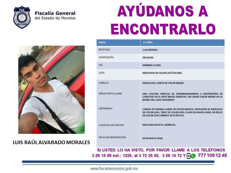 Ficha de búsqueda de Luis 'Iron Boy' Alvarado. (Foto: Fiscalía General de Morelos)