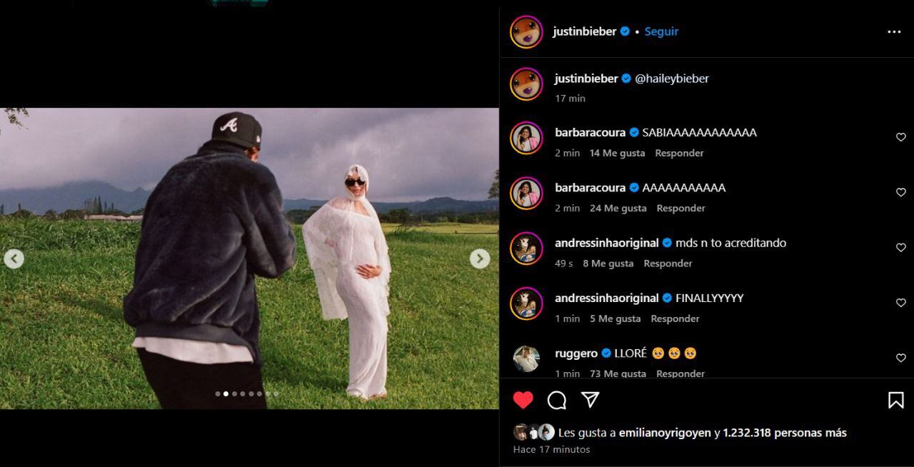 Publicación de Justin Bieber en Instagram. (Foto: Captura de pantalla)