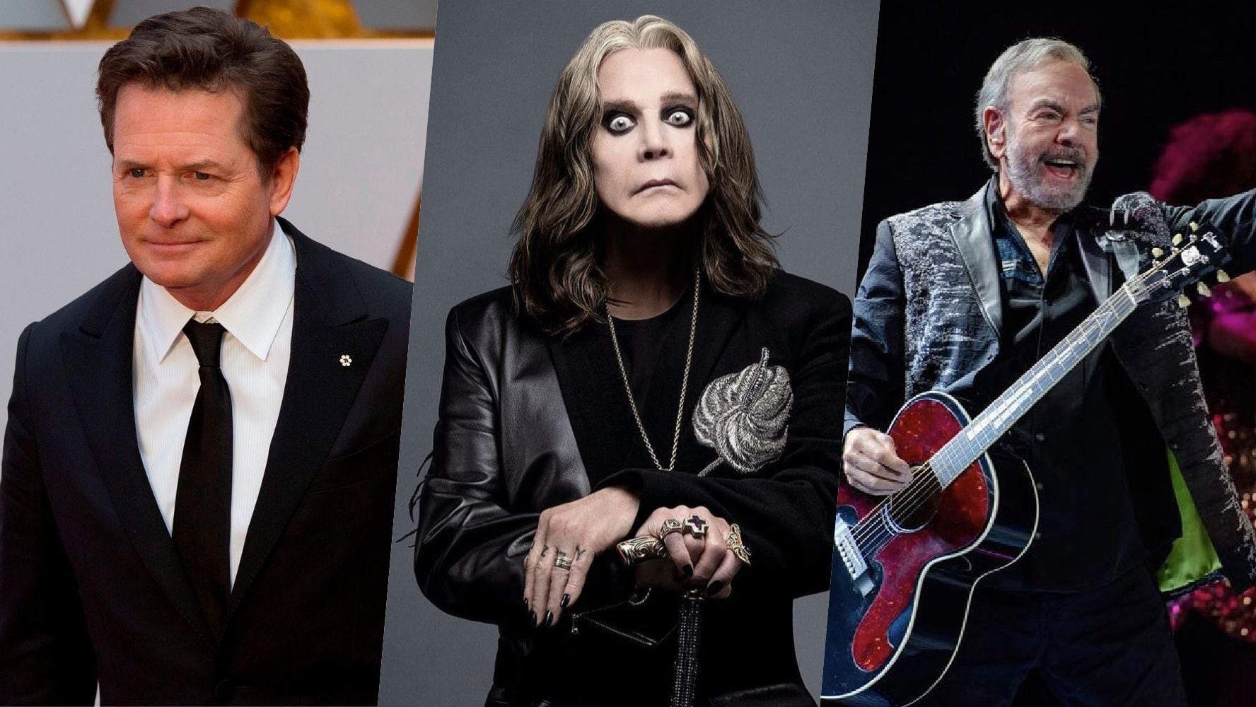 Algunos famosos vienen con el trastorno de Parkinson, además de Ozzy. (Foto: EFE / Miriam Soto / Instagram / @ozzyosbourne / @rosshalfin / @neildiamond)