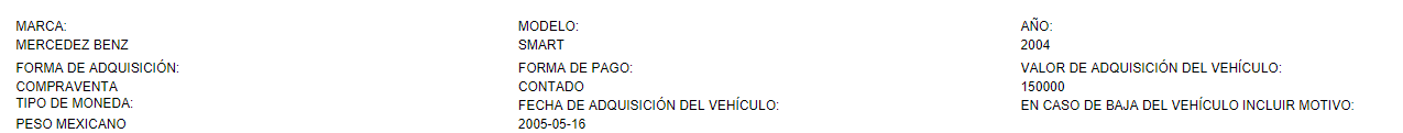 En la declaración patrimonial de Ana Gabriela Guevara hay un listado de coches. (Foto: Captura de pantalla)