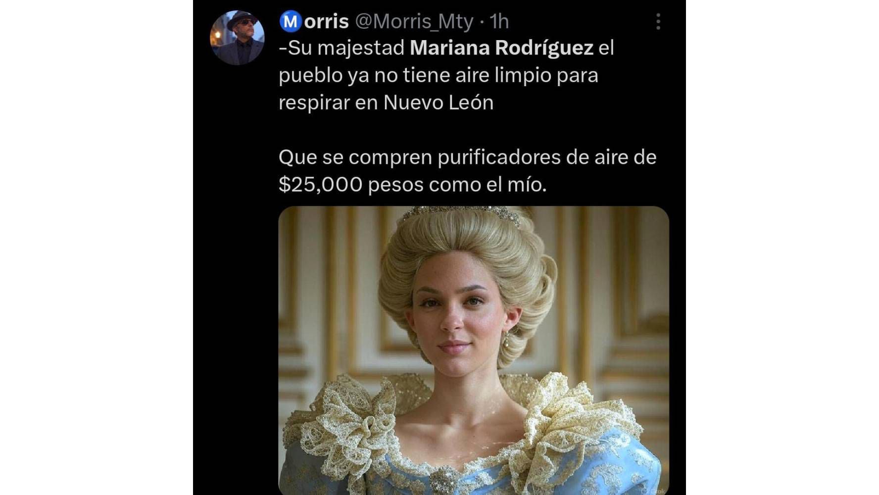 Memes de Mariana Rodríguez y su purificadora Dyson de 25 mil pesos. (Foto: Captura X)