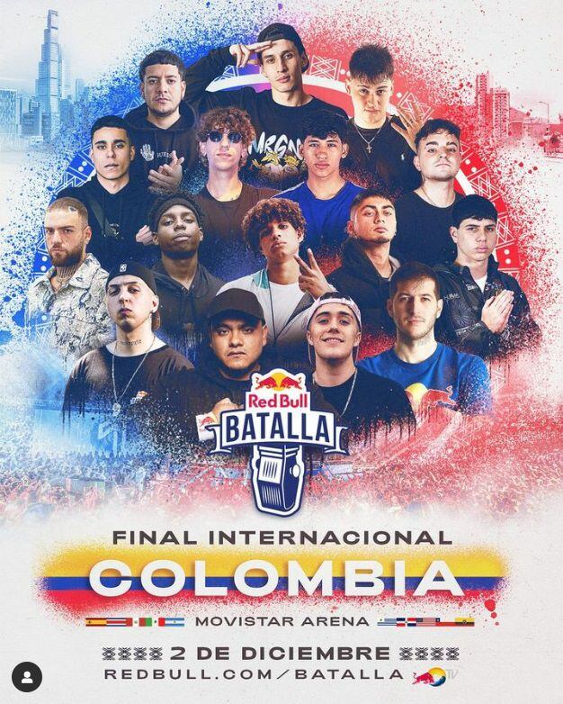 16 freestylers se enfrentarán en la final en Colombia. (Foto: Instagram @redbullbatalla)