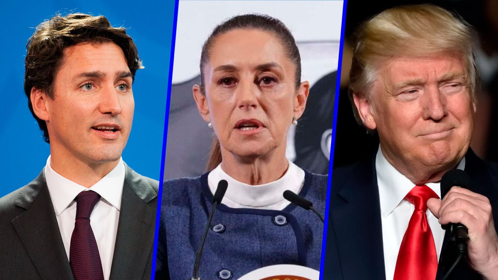 Mientras Trudeau anunció aranceles de represalia contra les medidas de Trump, Sheinbaum optó por retrasarlas.  