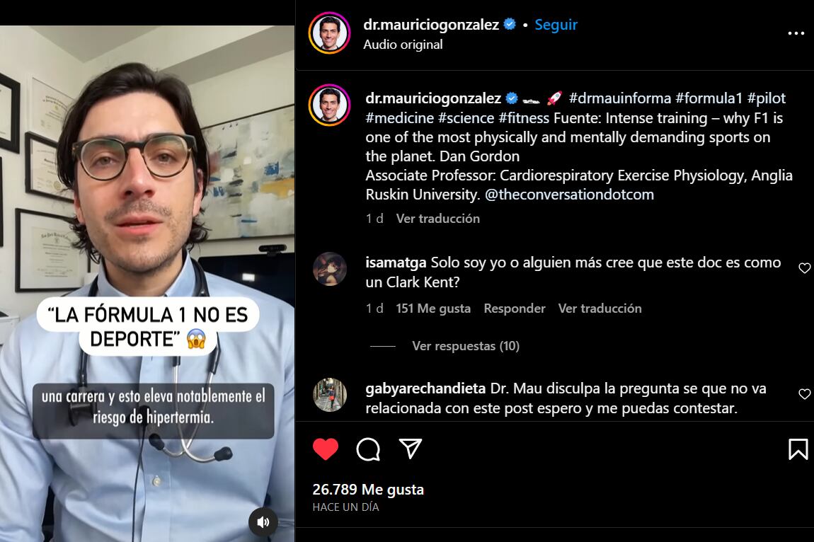 Captura del video de Mauricio González, MD en Instagram. (Foto: Instagram / @dr.mauriciogonzalez)