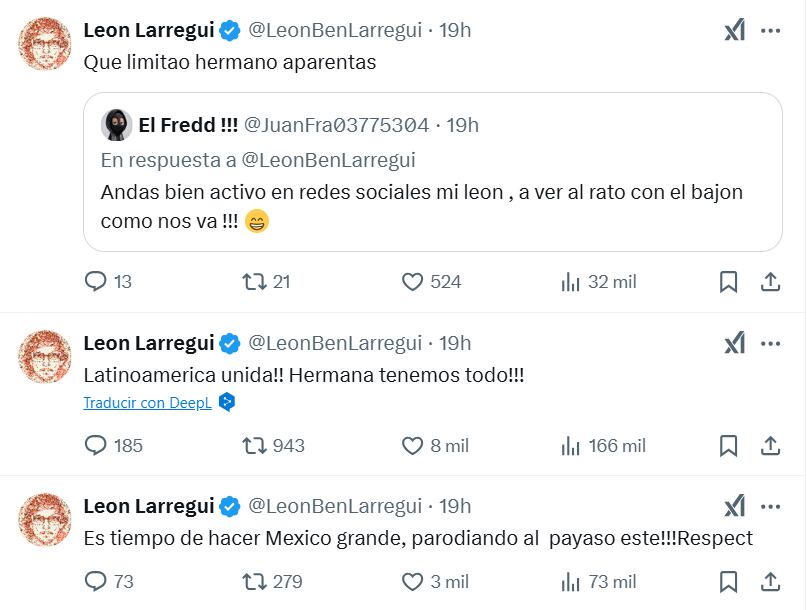 León Larregui comentó el tema de los aranceles de Estados Unidos en X.