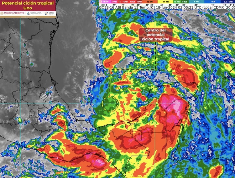 Centro del potencial ciclón tropical FOTO Twitter Conagua