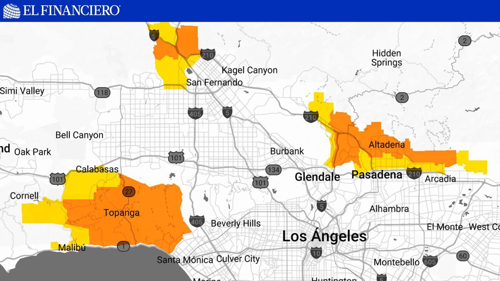 Zonas de evacuación activas y con alerta en California. (Fuente: Oficina de Servicios de Emergencia del Gobernador de California)