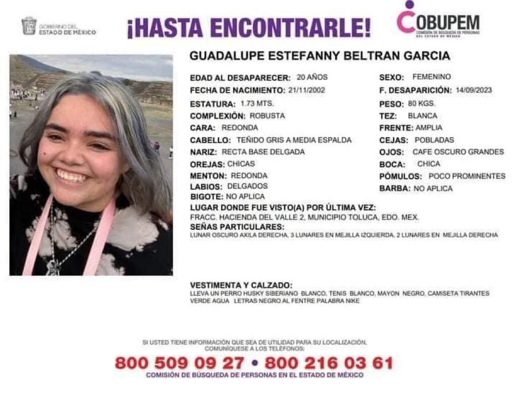 Ficha de búsqueda de Guadalupe Estefanny.