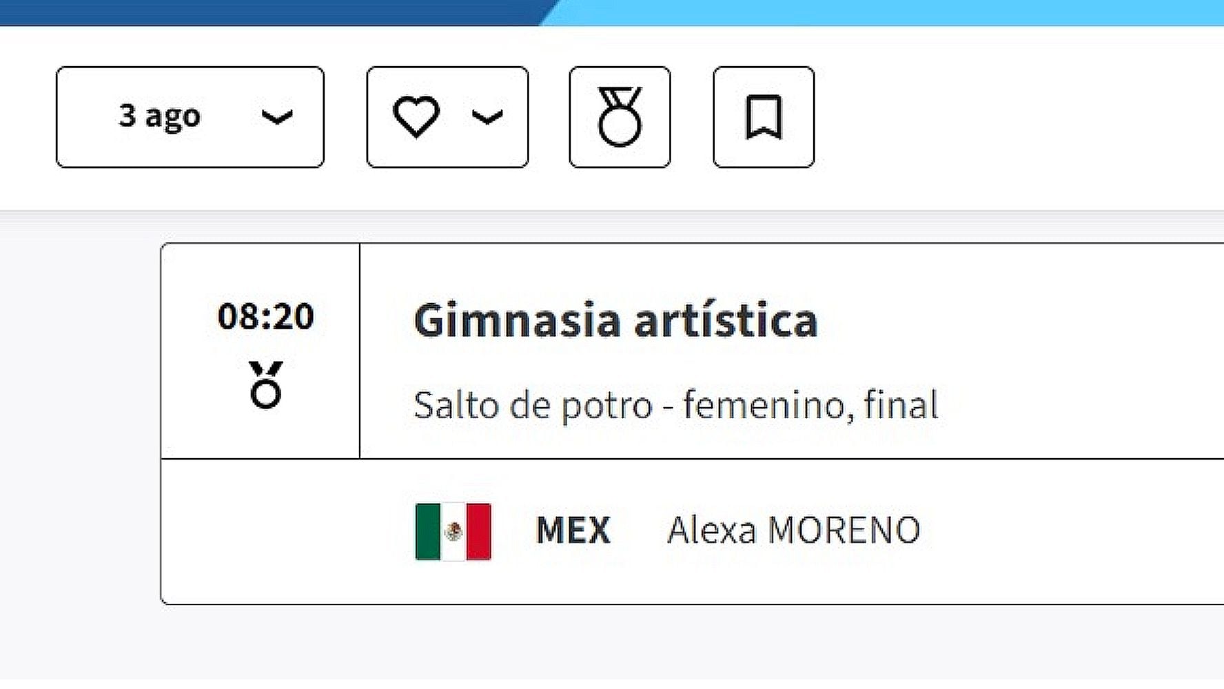 El nombre de Alexa Moreno aparece en la final de salto de potro, agendada este 3 de agosto. (Foto: Olympics / Captura de pantalla)