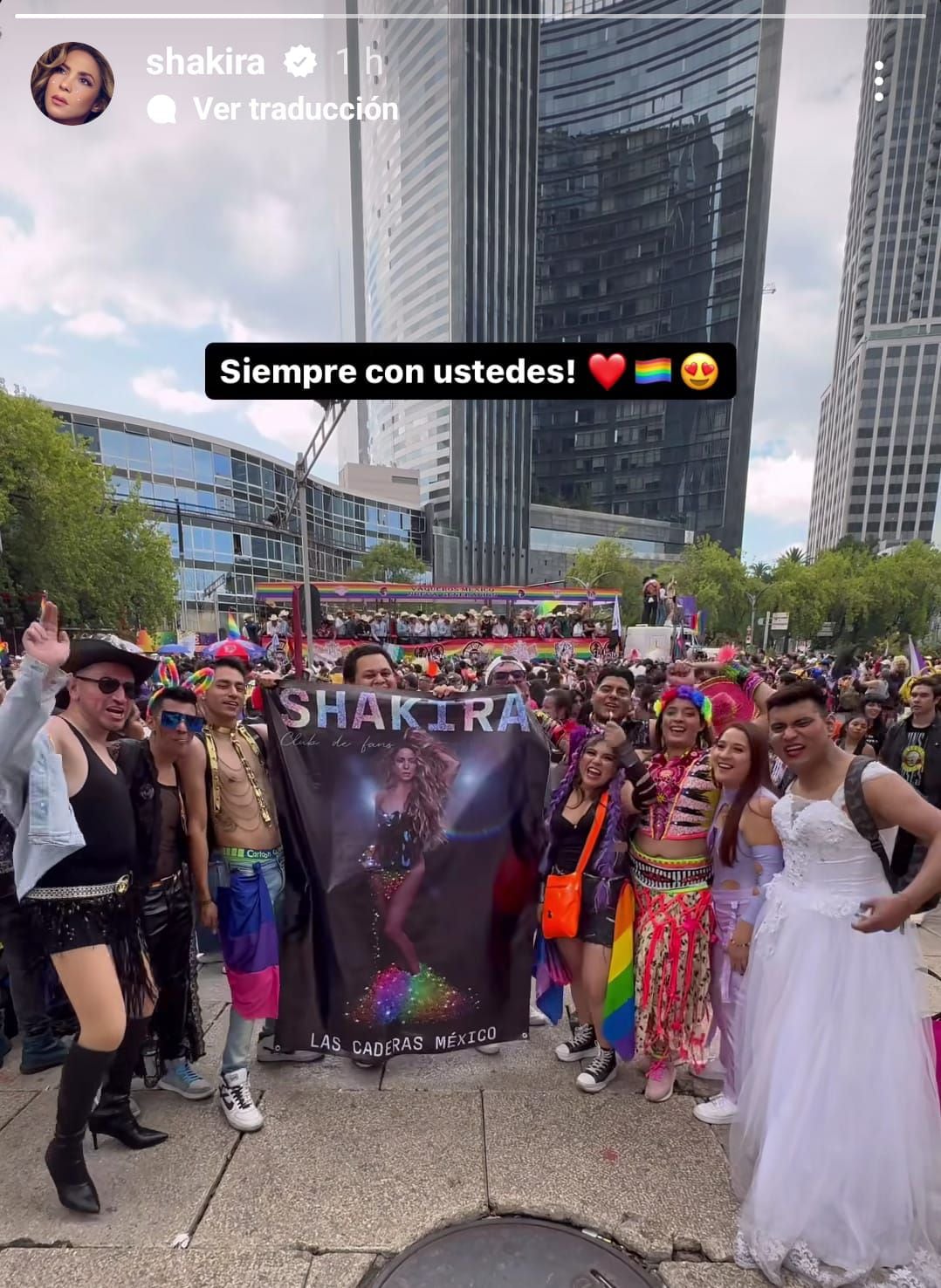 Shakira compartió una historia de la Marcha LGBT en México. (Foto: Instagram @shakira)