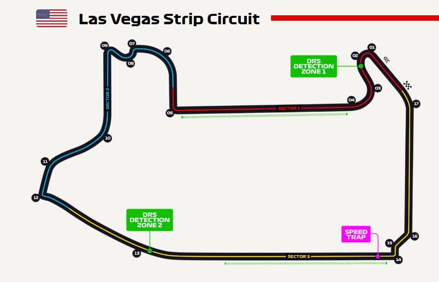 Así es el circuito del Gran Premio de Las Vegas. (Foto: Captura F1)