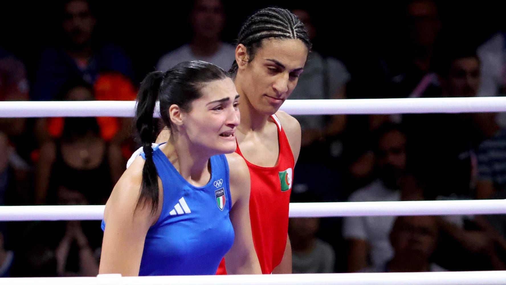 La italiana Ángela Carin se retiró de su combate de octavos de final de los Juegos Olímpicos de París 2024 en la pelea con Imane Khelif. (Foto: EFE).